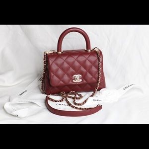 🚫SOLD🚫AUTHENTIC CHANEL BURGUNDY MINI COCO HANDLE